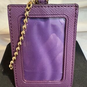 Coach Purple Mini ID Holder or Luggage Tag with Gold Chain